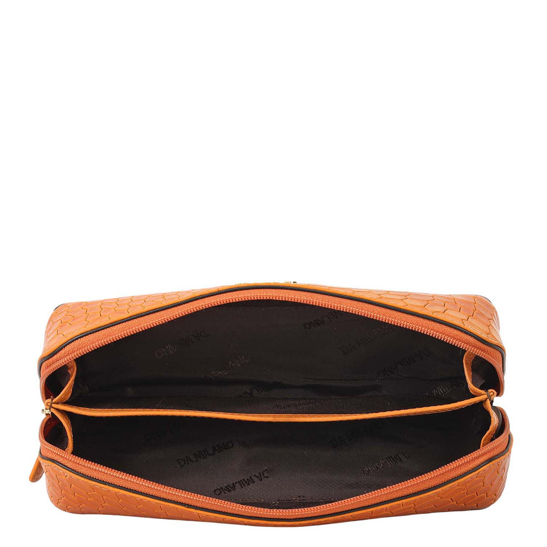 Croco Leather Multi Pouch - Flame