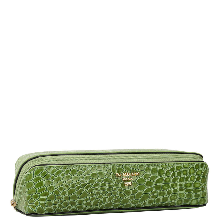Croco Leather Multi Pouch - Kiwi