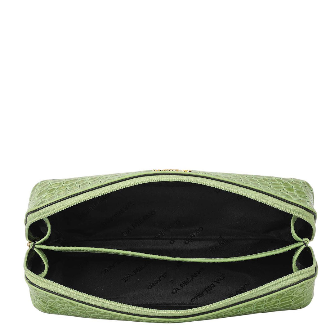 Croco Leather Multi Pouch - Kiwi