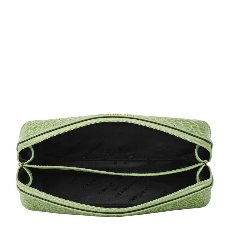 Croco Leather Multi Pouch - Kiwi