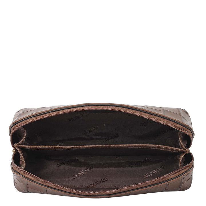 Croco Leather Multi Pouch - Walnut