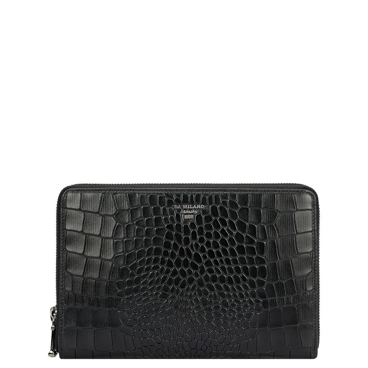 Croco Leather Multi Pouch - Black