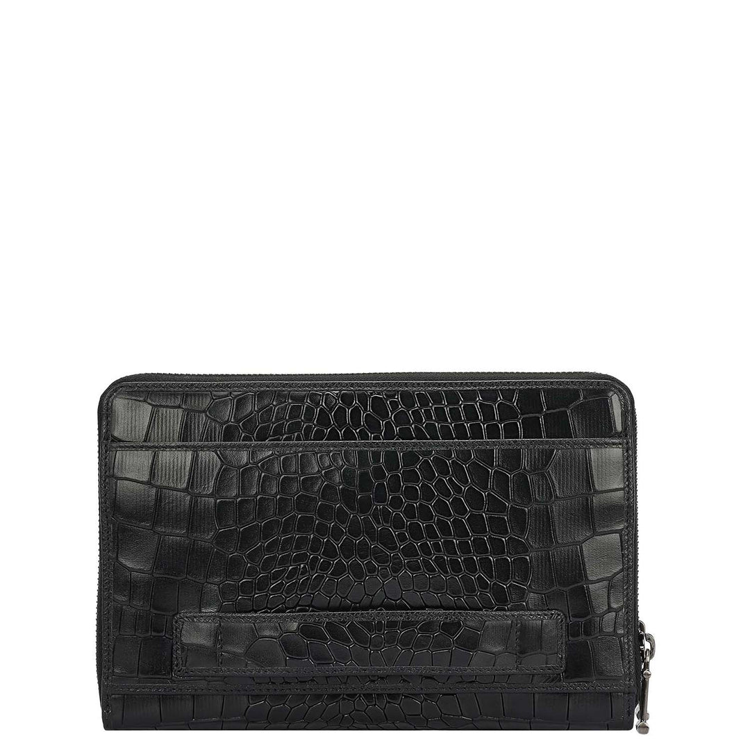 Croco Leather Multi Pouch - Black