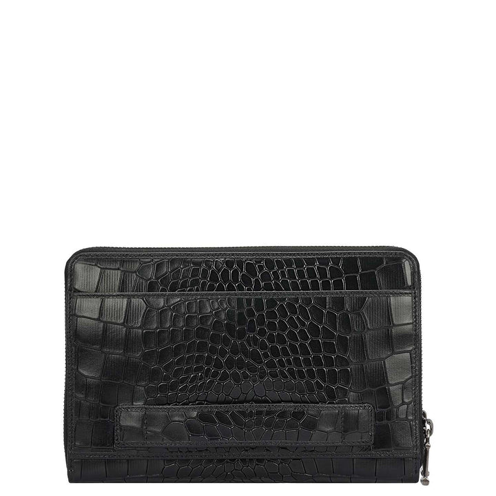 Croco Leather Multi Pouch - Black