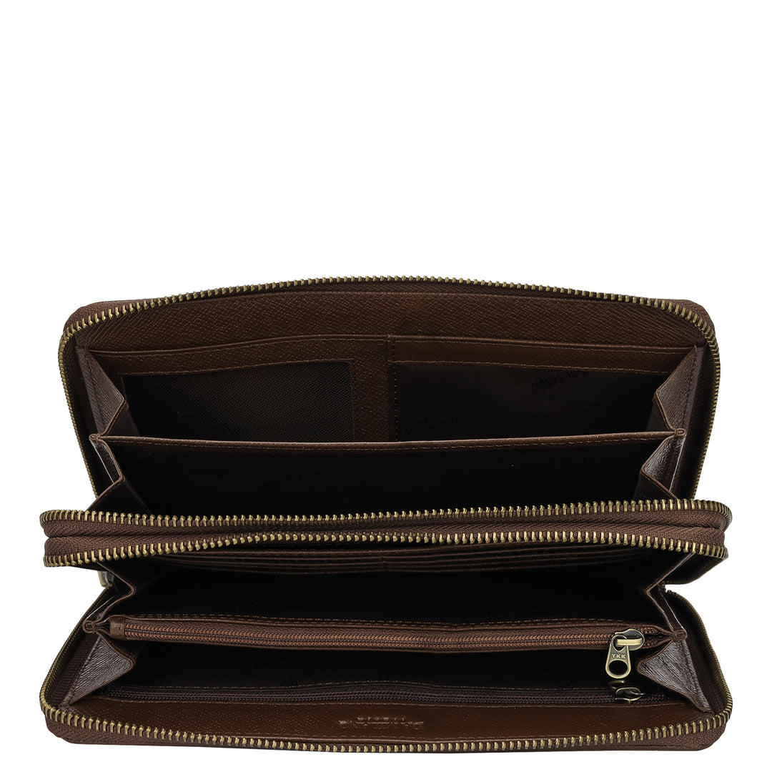 Croco Leather Multi Pouch - Walnut