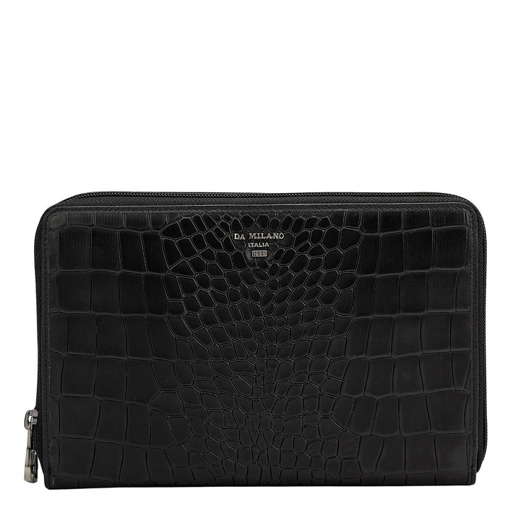 Croco Leather Multi Pouch - Black
