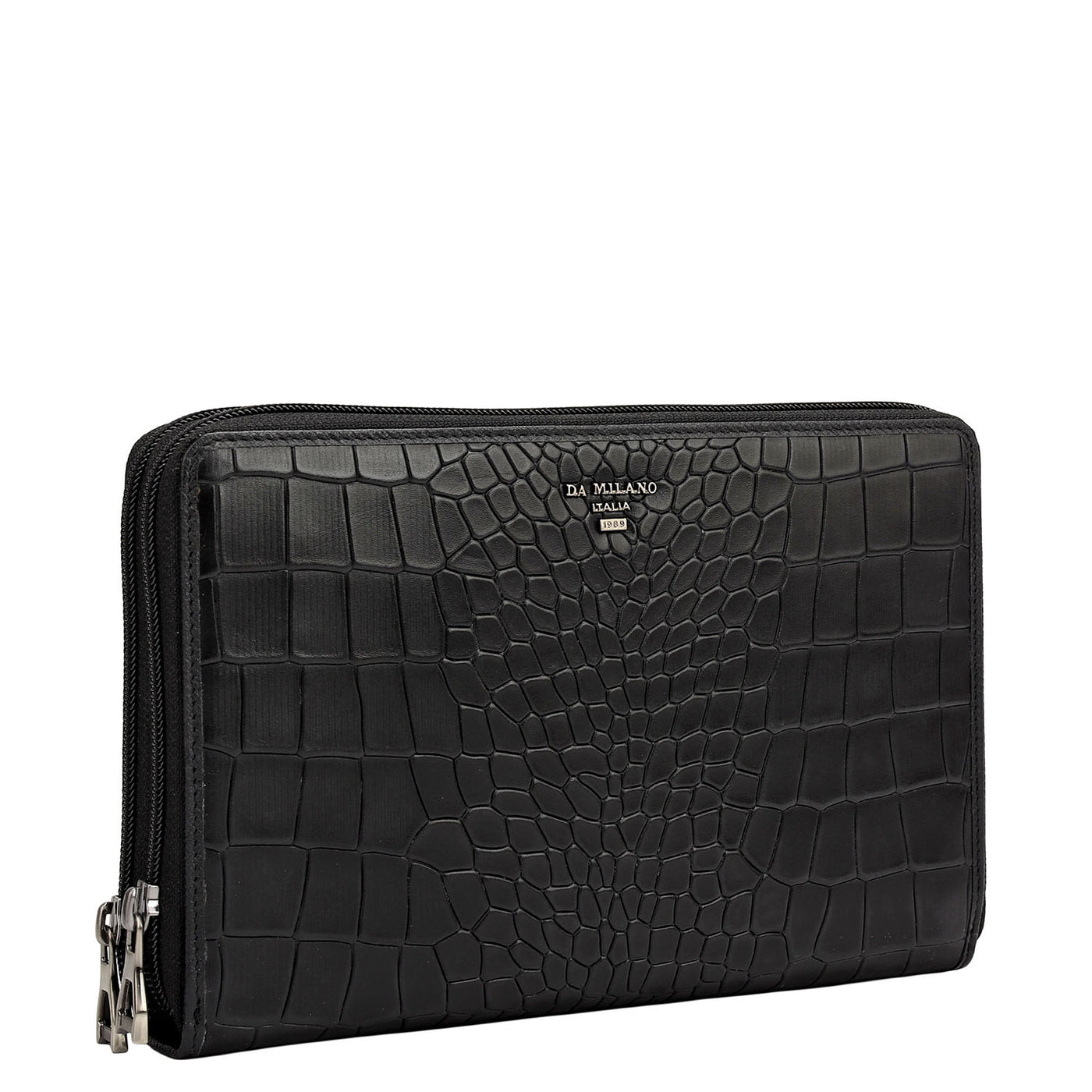 Croco Leather Multi Pouch - Black