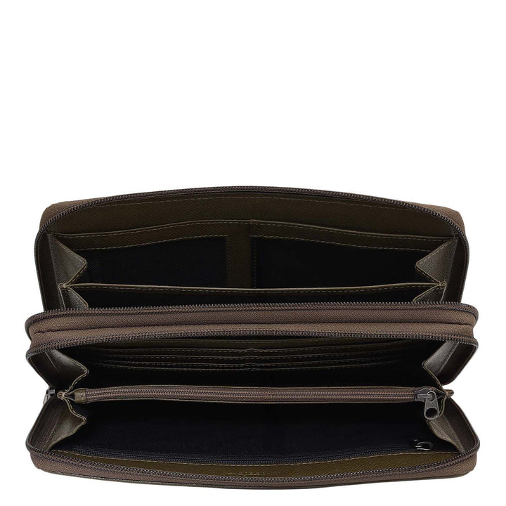 Croco Leather Multi Pouch - Military Green