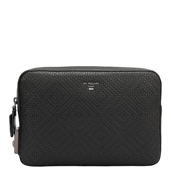 Mat Emboss Leather Multi Pouch - Black