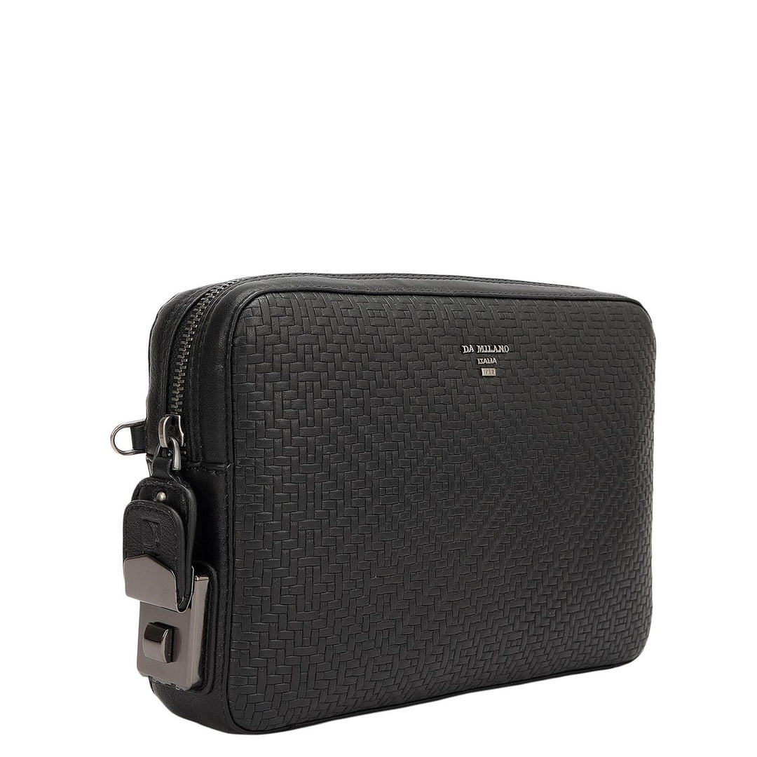 Mat Emboss Leather Multi Pouch - Black
