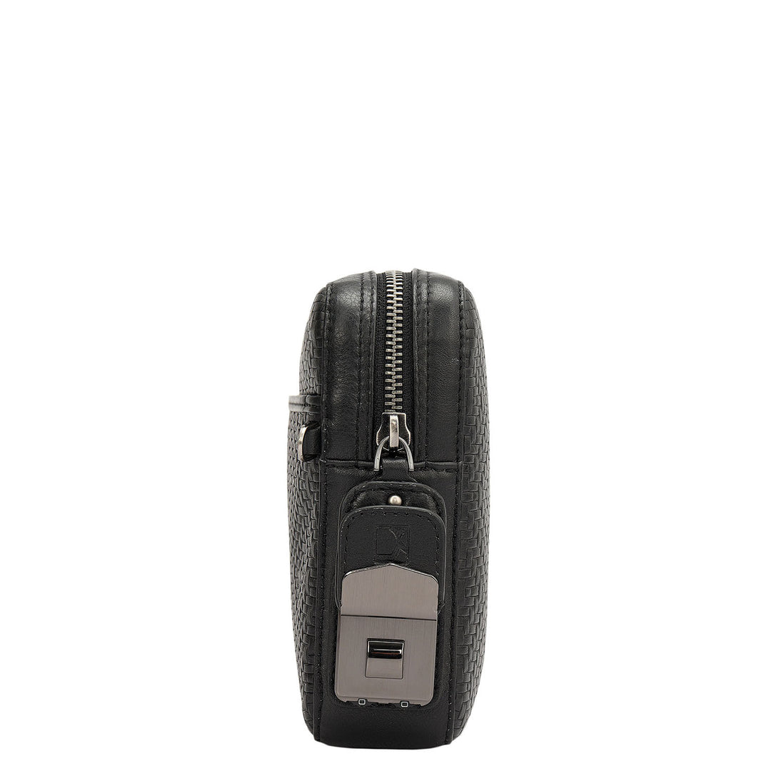 Mat Emboss Leather Multi Pouch - Black