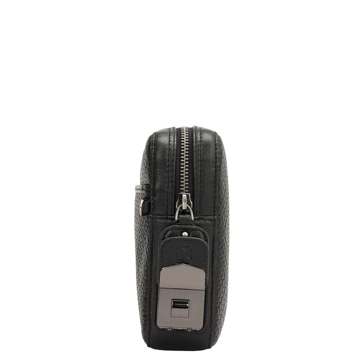 Mat Emboss Leather Multi Pouch - Black