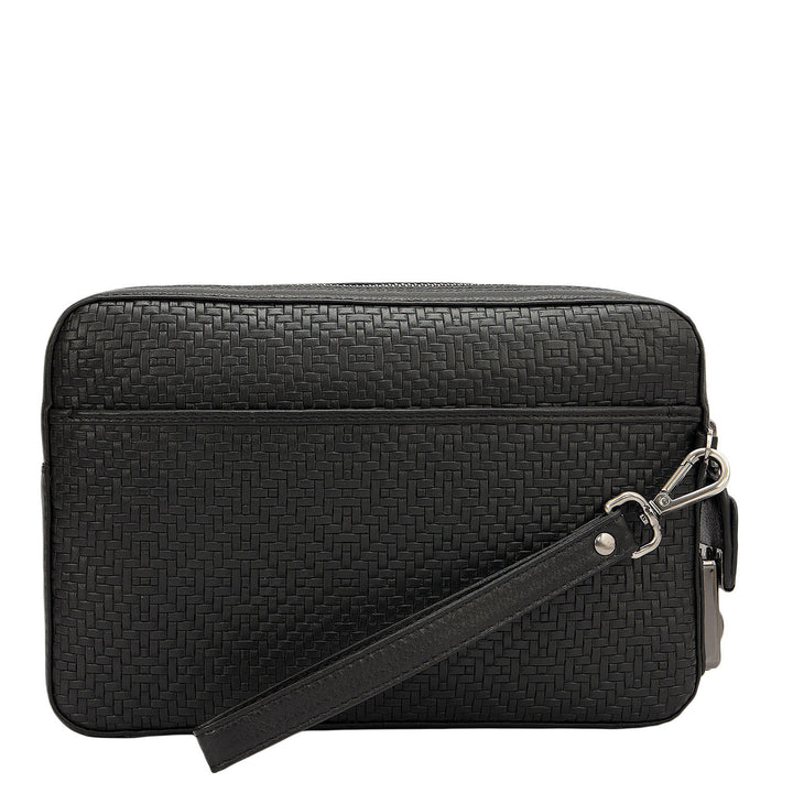 Mat Emboss Leather Multi Pouch - Black