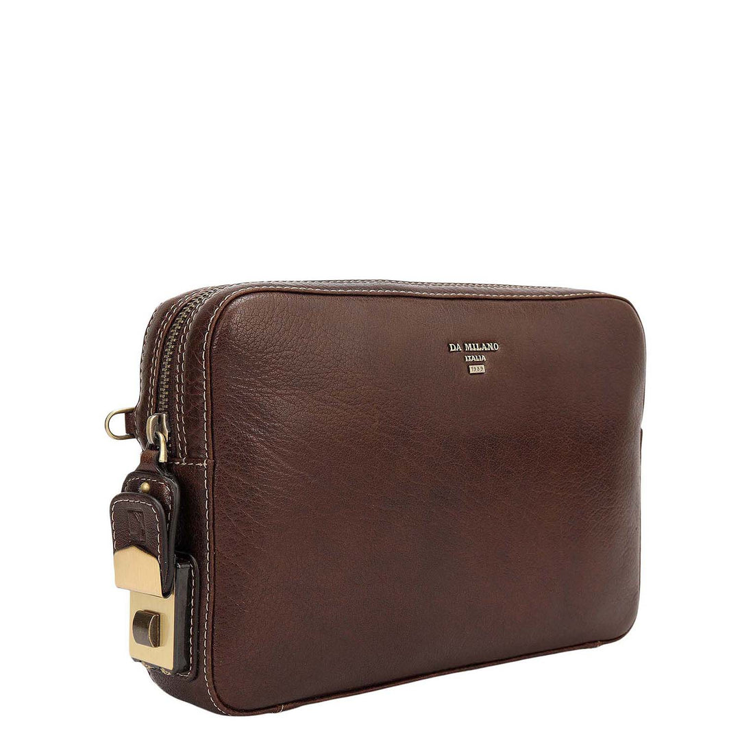 Elephant Pattern Leather Multi Pouch - Brown