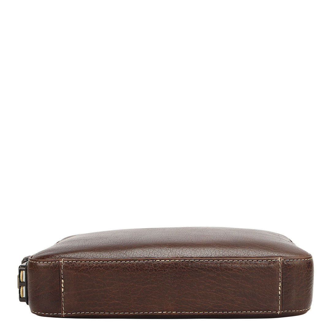 Elephant Pattern Leather Multi Pouch - Brown