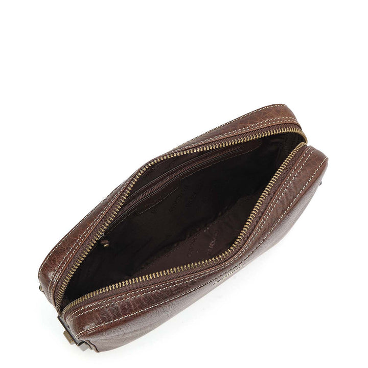 Elephant Pattern Leather Multi Pouch - Brown