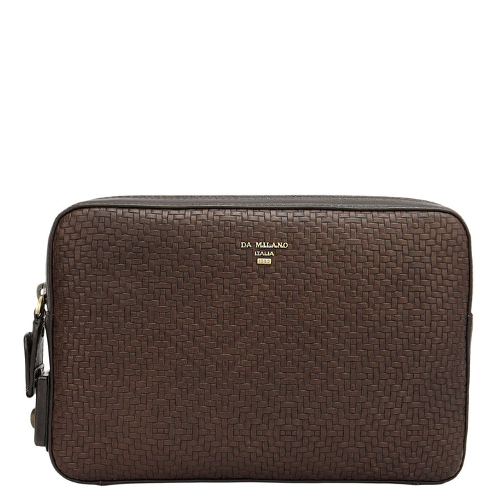 Mat Emboss Leather Multi Pouch - Brown