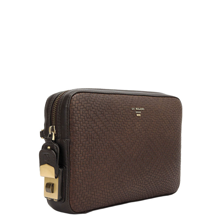 Mat Emboss Leather Multi Pouch - Brown