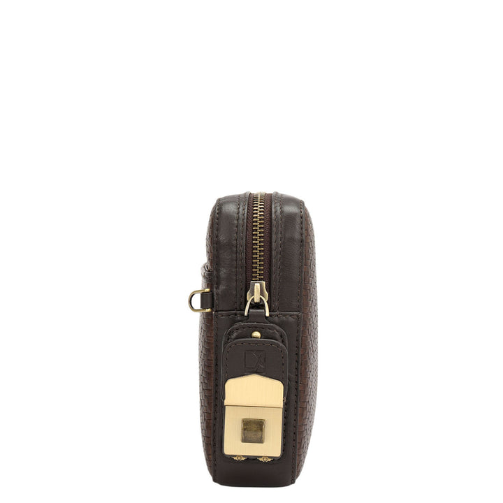 Mat Emboss Leather Multi Pouch - Brown