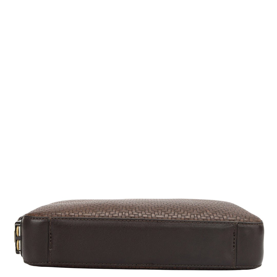 Mat Emboss Leather Multi Pouch - Brown