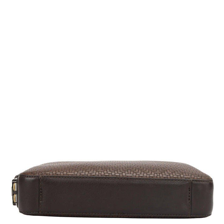 Mat Emboss Leather Multi Pouch - Brown