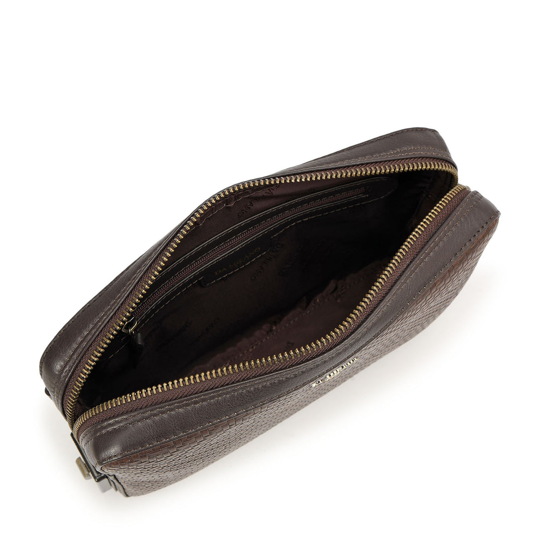 Mat Emboss Leather Multi Pouch - Brown