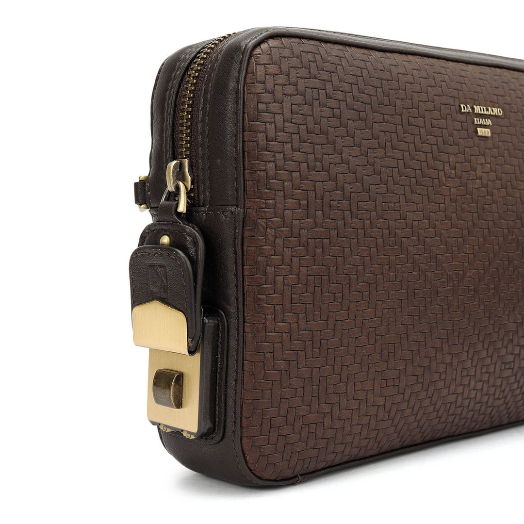 Mat Emboss Leather Multi Pouch - Brown