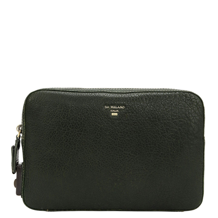 Elephant Pattern Leather Multi Pouch - Green
