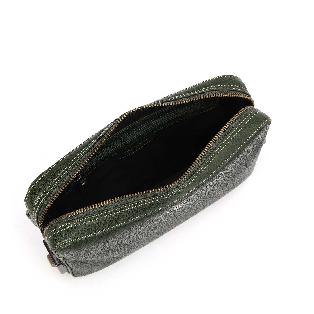 Elephant Pattern Leather Multi Pouch - Green