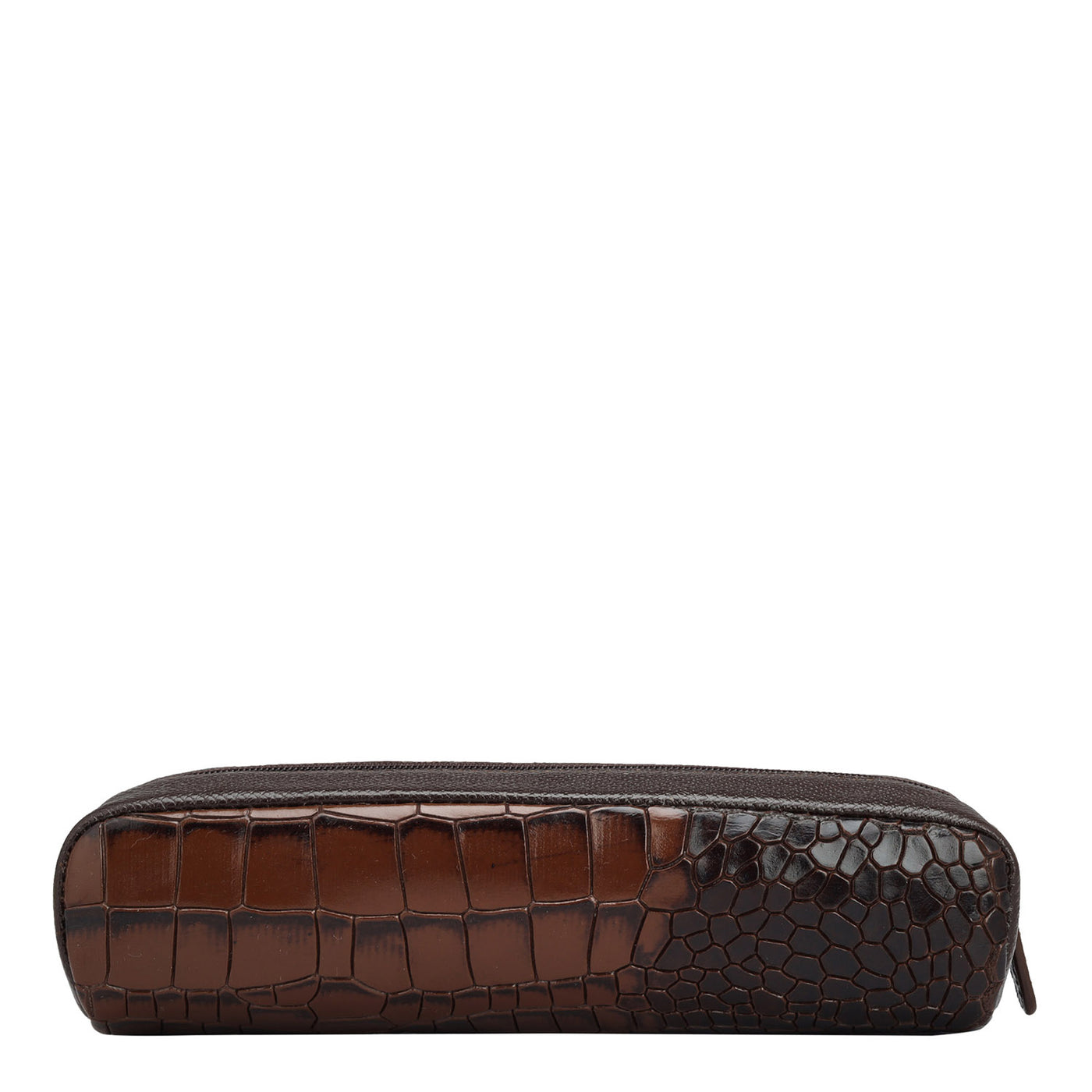 Croco Franzy Leather Multi Pouch - Brown