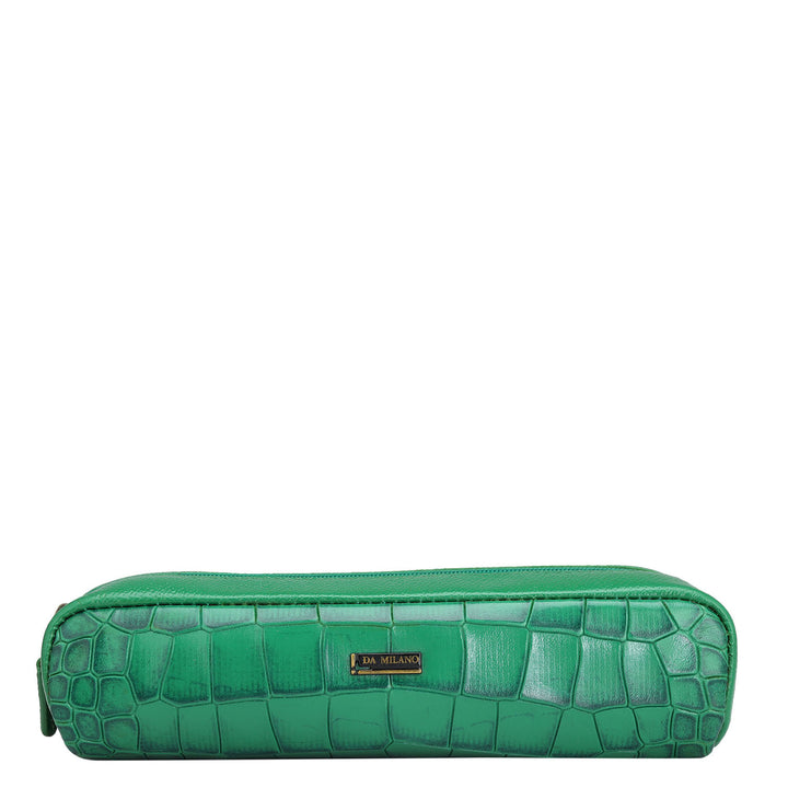 Croco Franzy Leather Multi Pouch - Sea Weed