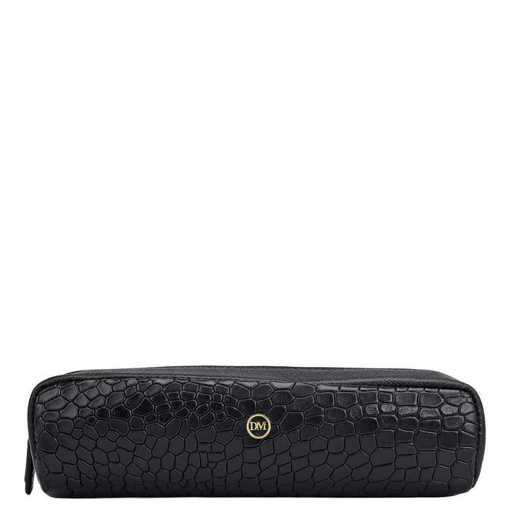 Croco Franzy Leather Multi Pouch - Black
