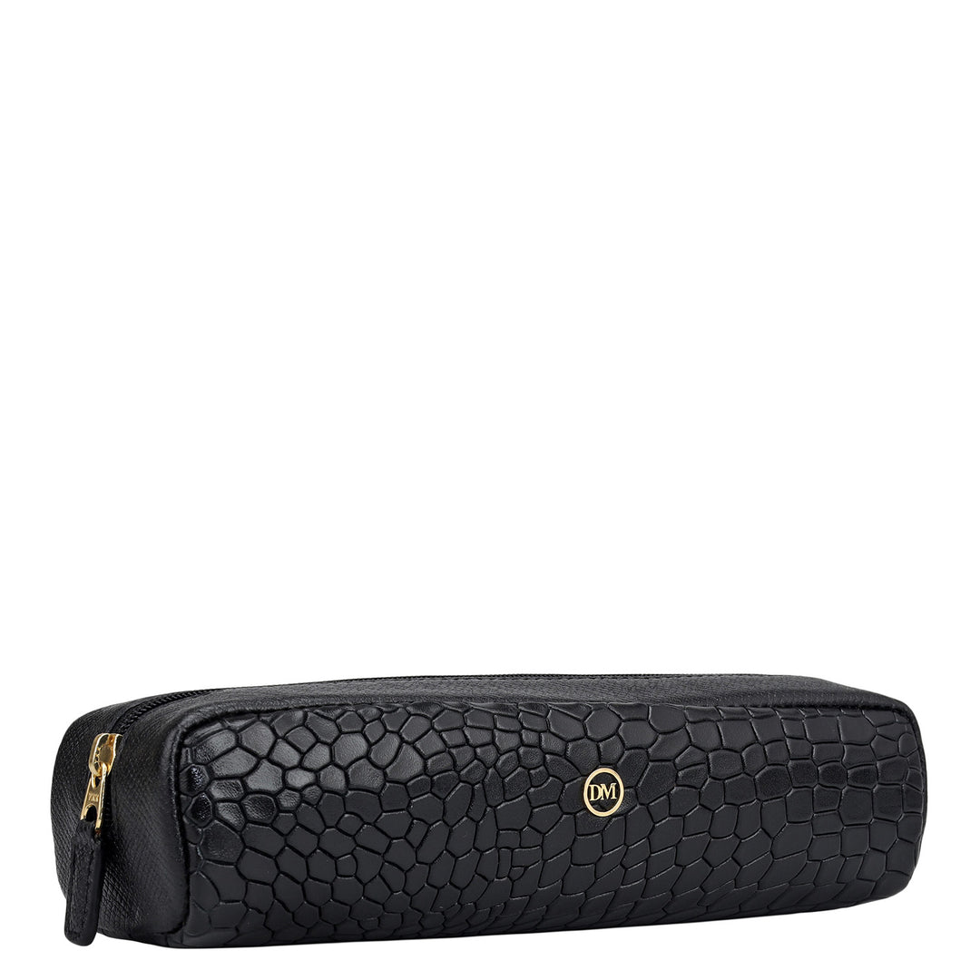 Croco Franzy Leather Multi Pouch - Black
