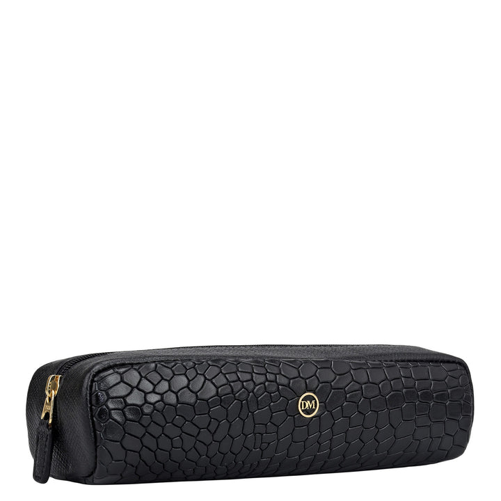 Croco Franzy Leather Multi Pouch - Black