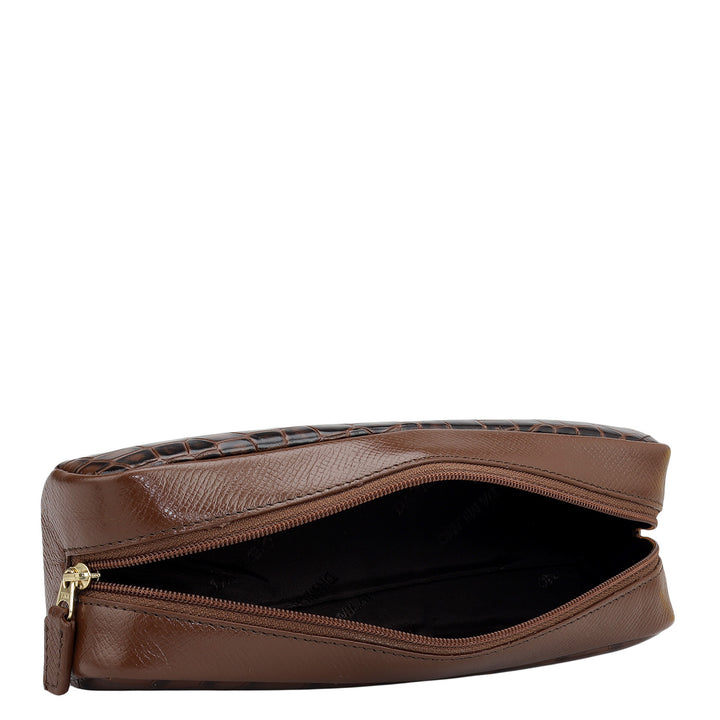 Croco Franzy Leather Multi Pouch - Date