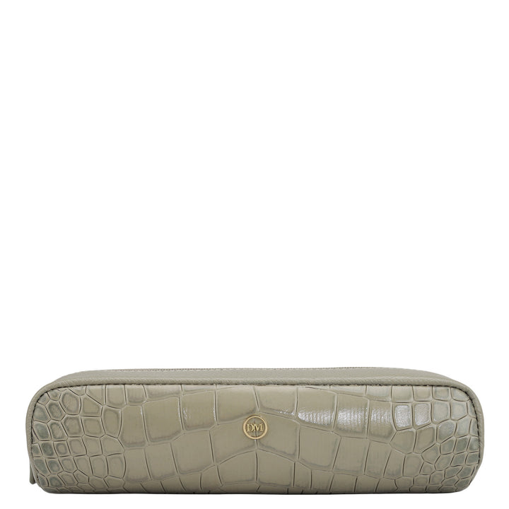 Croco Franzy Leather Multi Pouch - Stone Grey