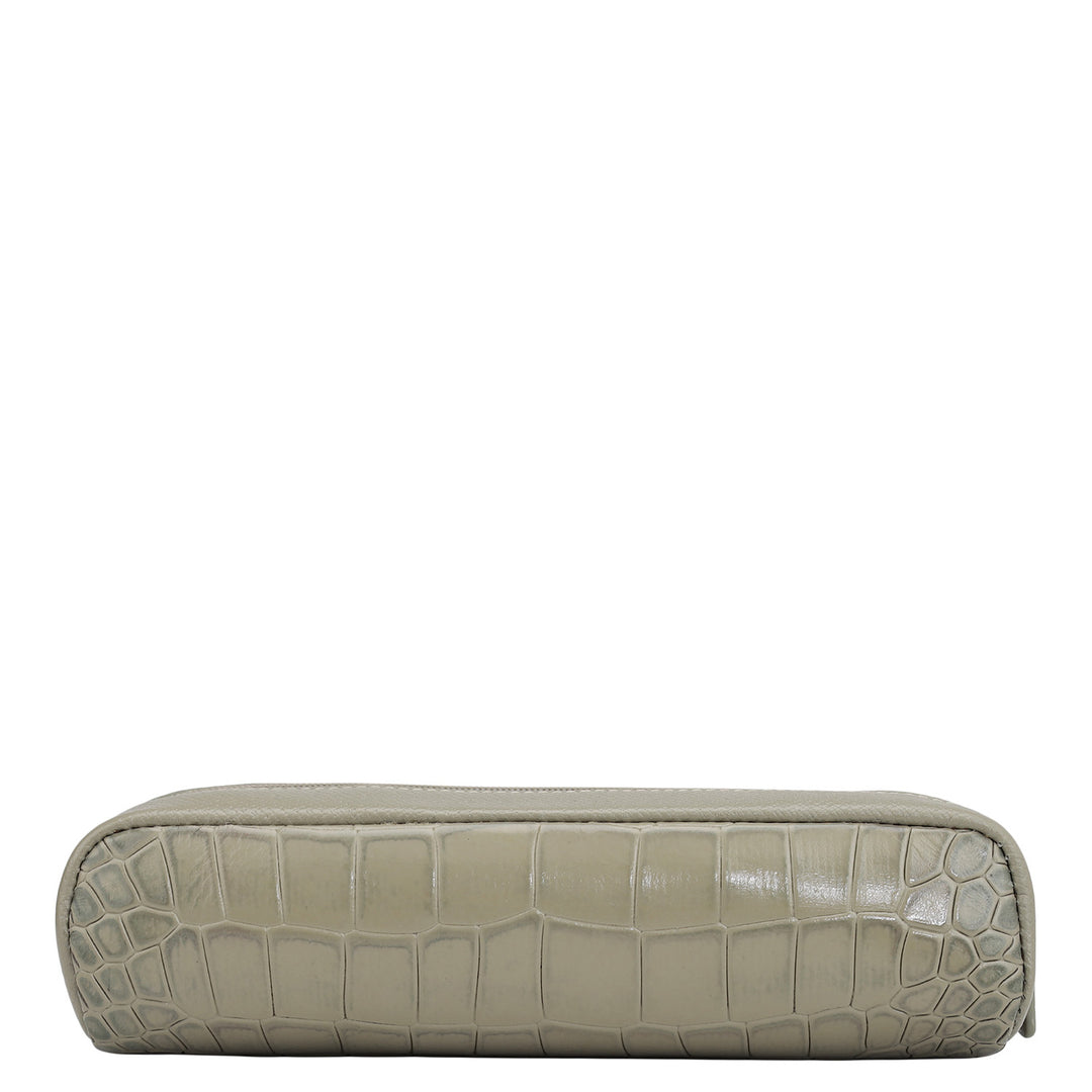 Croco Franzy Leather Multi Pouch - Stone Grey