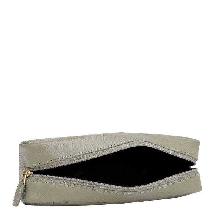 Croco Franzy Leather Multi Pouch - Stone Grey