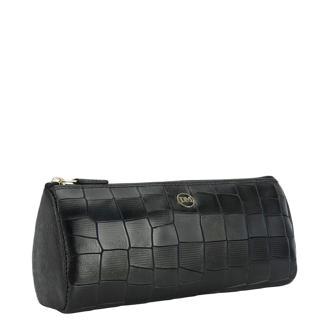 Croco Leather Multi Pouch - Black
