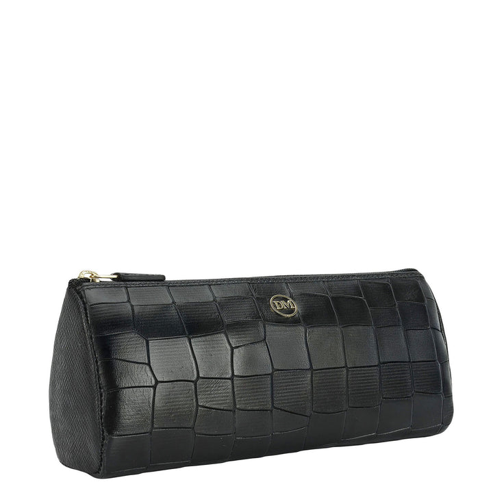 Croco Leather Multi Pouch - Black