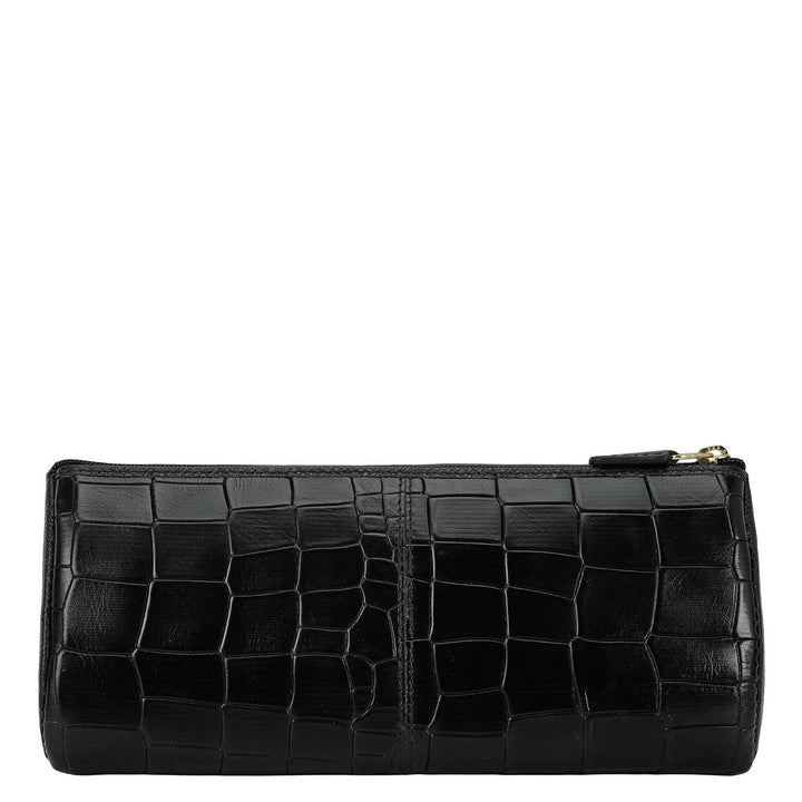 Croco Leather Multi Pouch - Black