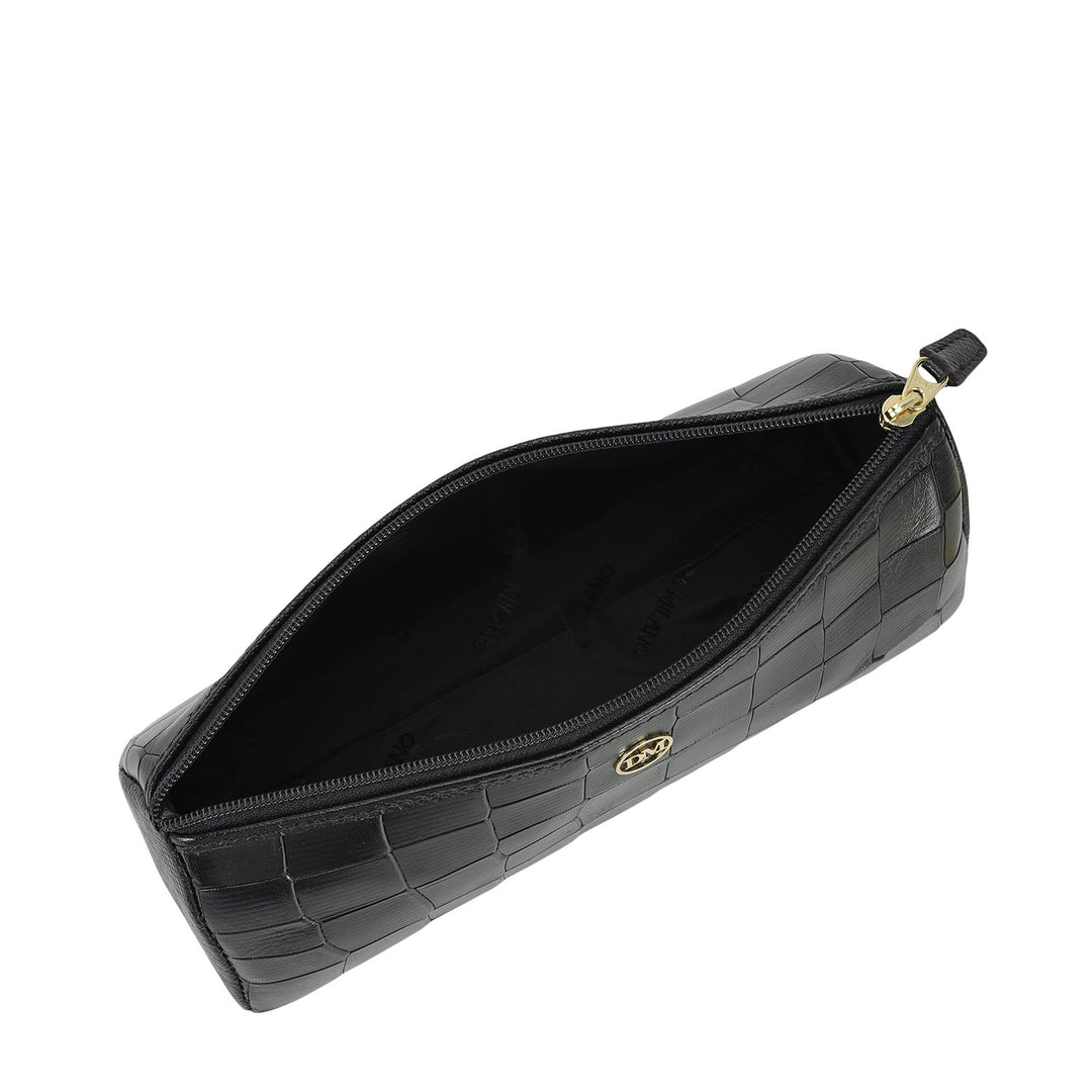 Croco Leather Multi Pouch - Black