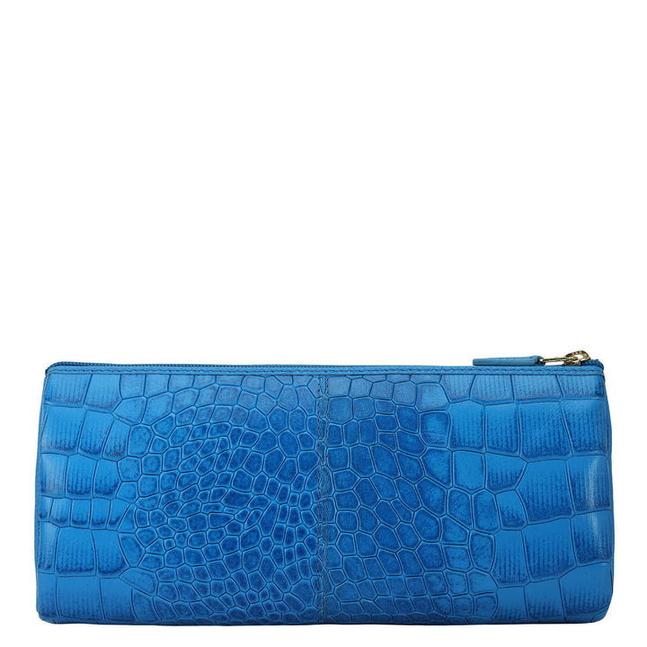 Croco Leather Multi Pouch - Blue
