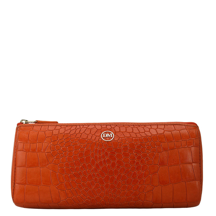 Croco Leather Multi Pouch - Pumpkin