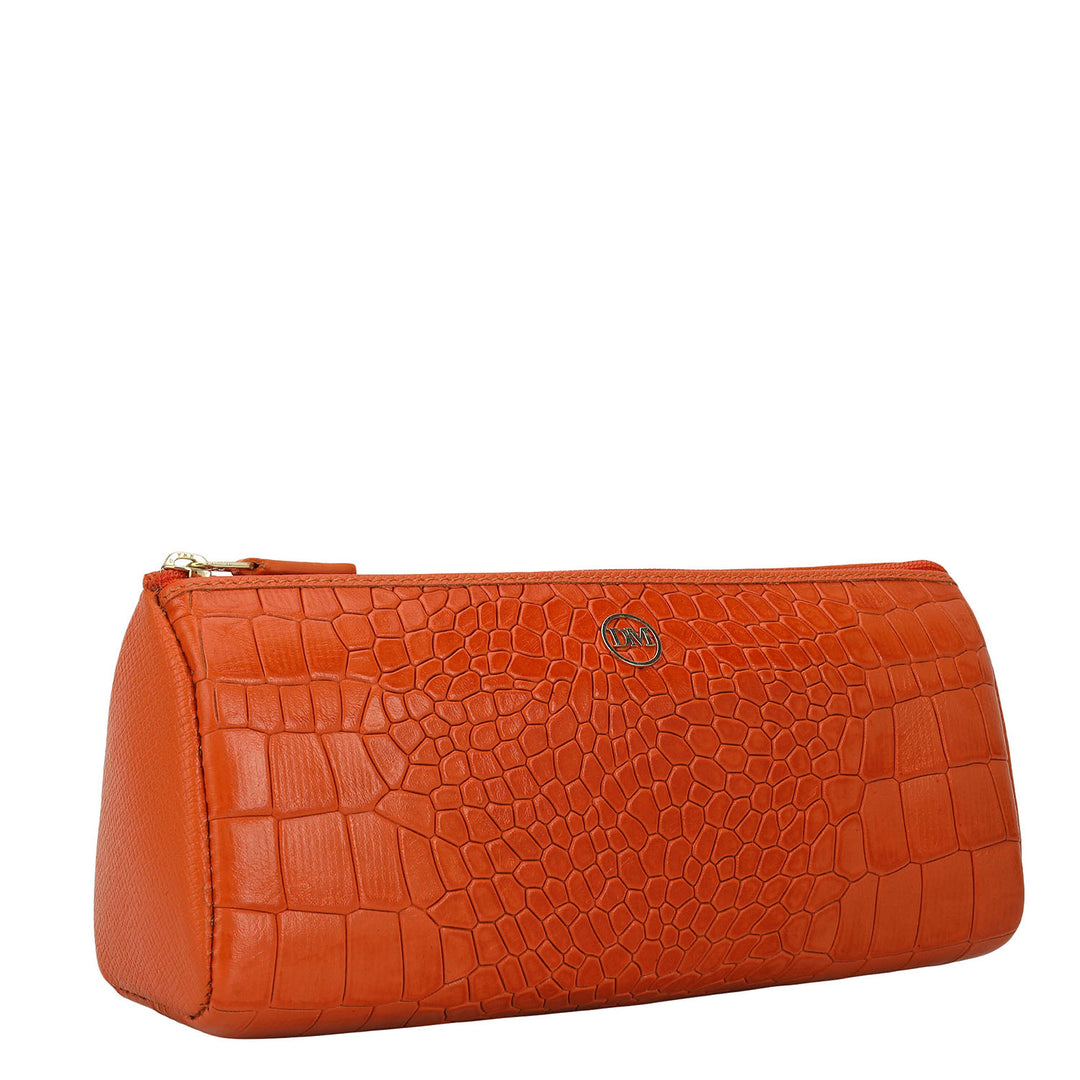 Croco Leather Multi Pouch - Pumpkin