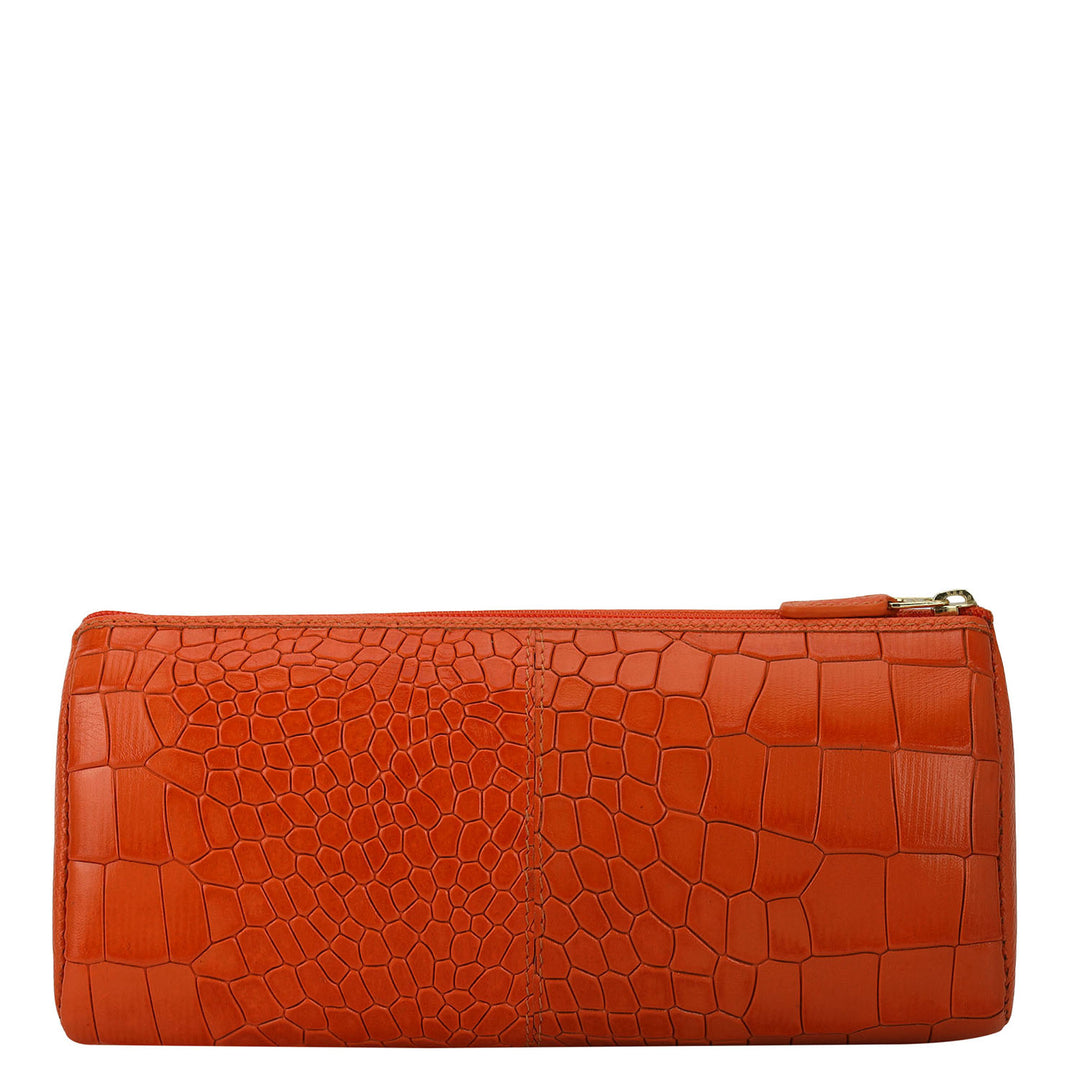 Croco Leather Multi Pouch - Pumpkin