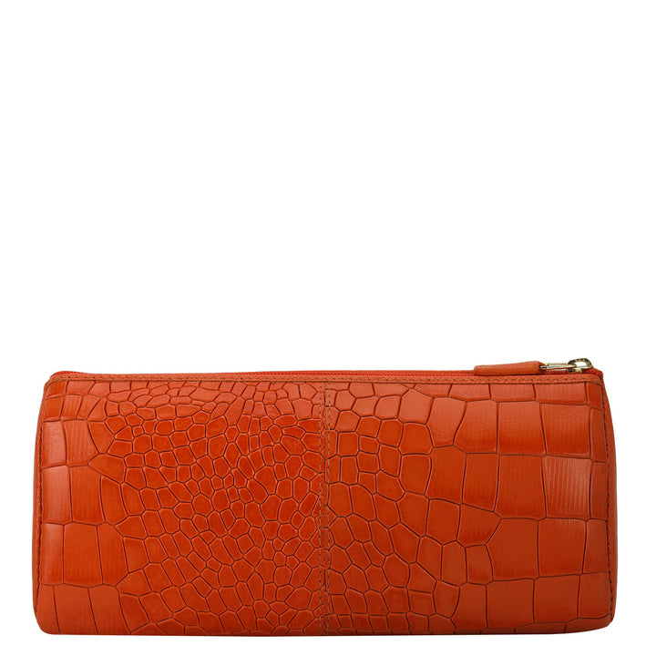 Croco Leather Multi Pouch - Pumpkin