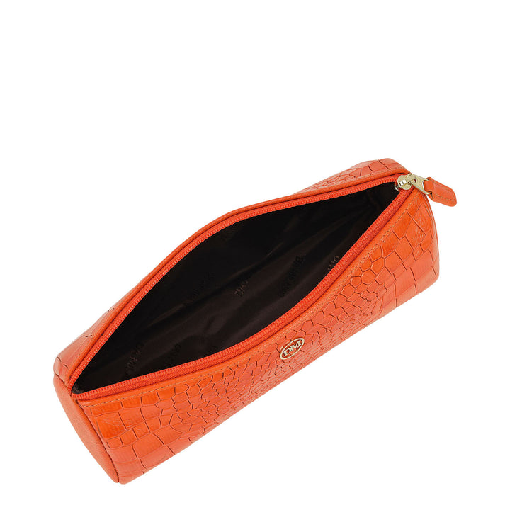 Croco Leather Multi Pouch - Pumpkin