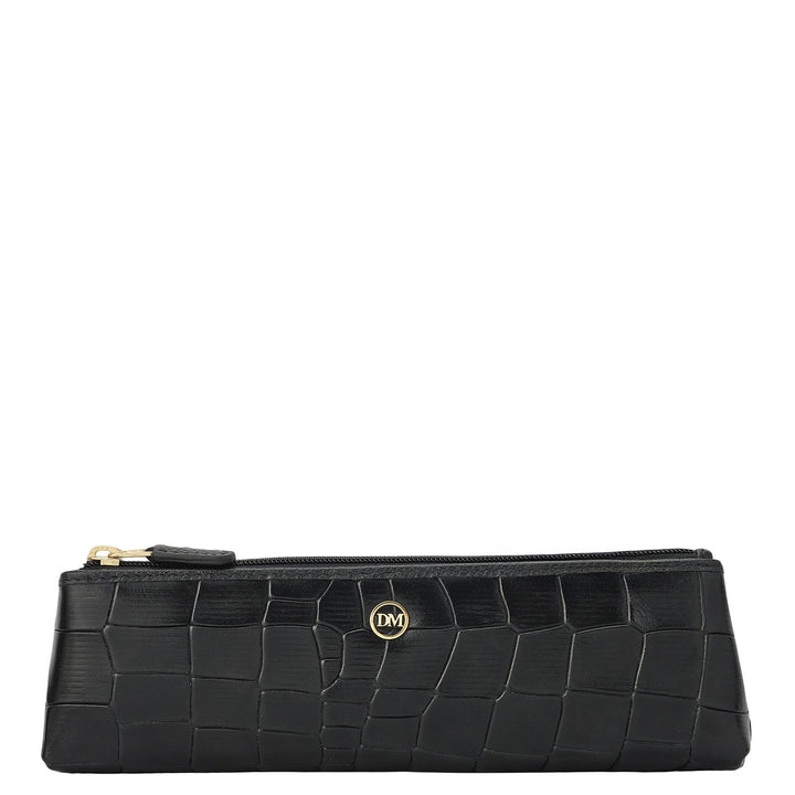 Croco Leather Multi Pouch - Black
