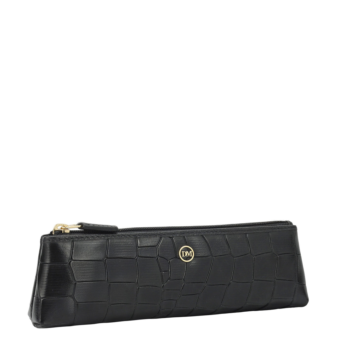 Croco Leather Multi Pouch - Black
